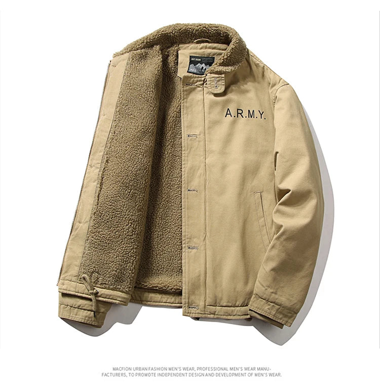 WorkHigh Quality Casual Cotton Loose Jacket Men's Lamb Wool Hunting Coat Men's New Winter Warm Work Jacket With Thick Fur Collar - NJN NATURES