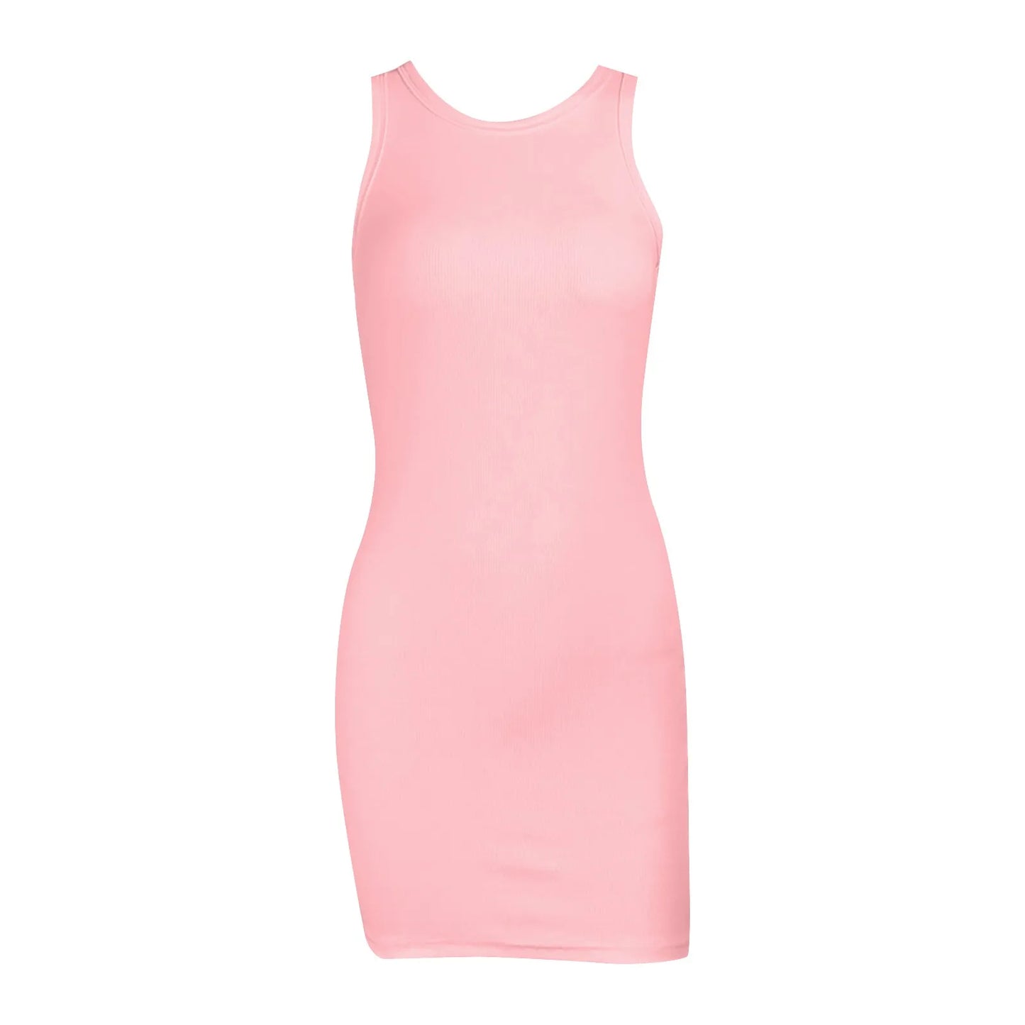 Sleeveless Summer Dresses Qutfits Slim Dress Sexy Solid Color O Neck Tank Dress Cotton Sport Wrap Buttocks Dresses Vestidos - NJN NATURES
