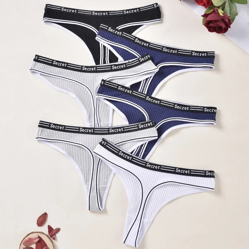 Cotton Elastic Thong Comfortable Sexy Women Underwear Low Waist Summer Cool Tangas Fashionable Letter Personalized Girl Lingerie - NJN NATURES