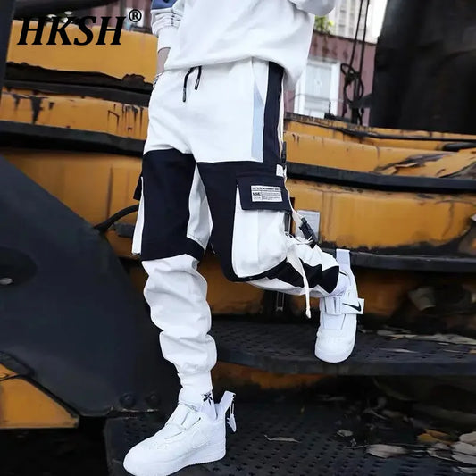 HKSH Male Fashion Tide Darkwear Overalls High Street Versatile Casual Cargo Pants Tactical Loose Leggings Chic Pocket New HK0207 - NJN NATURES