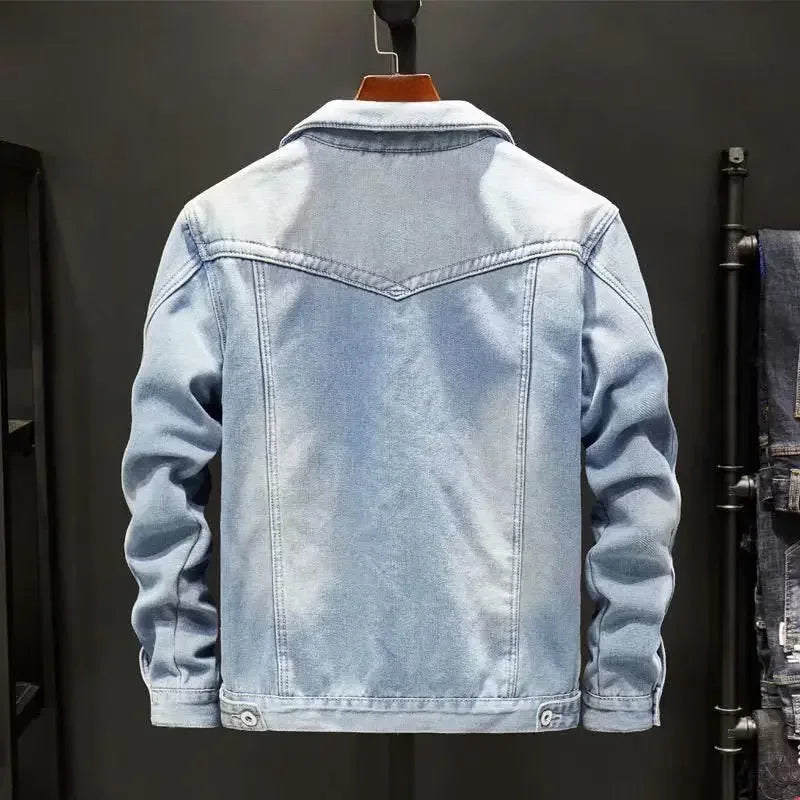 Thickened Fleece-lined Denim Jacket Men's Loose Fit Warm Work Clothes Trendy Korean Style Versatile Casual Wear - NJN NATURES