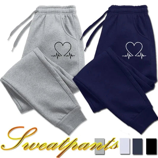 Women Heart Printed Sweatpants Luxury Long Pants Jogger Trousers Casual Sports Fitness Solid Versatile Pants Women Sweat Pants - NJN NATURES