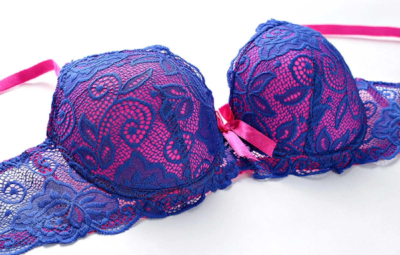 Bra & BrIef Sets Floral Lace Push Up Bra Sexy Bow Tie Intimates Fashionable Gathering thick cup G-string underpants - NJN NATURES