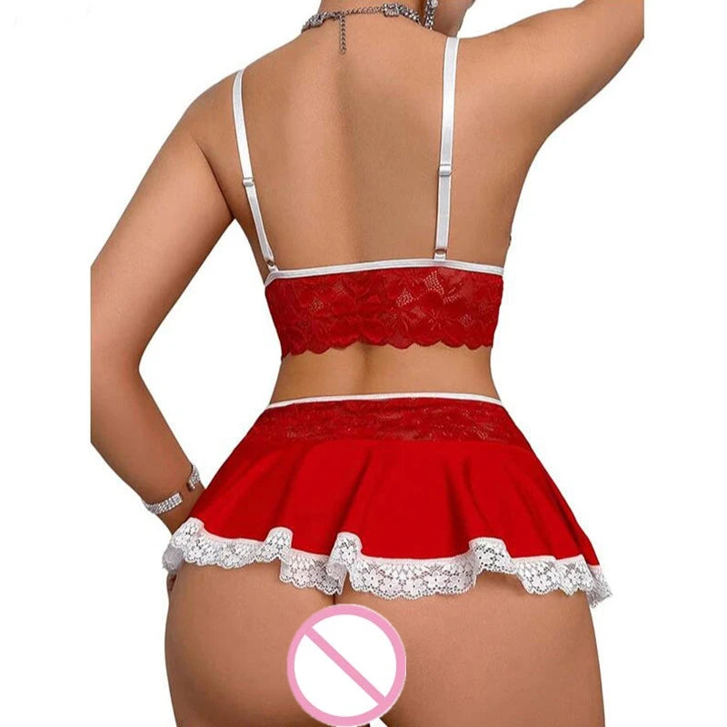 Cosplay Sexy Seamless Underwear Fancy Women Erotic Outfit Open Bra Fantasy Mini Skirt Garter Set - NJN NATURES