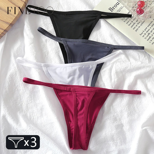 FINETOO 3Pcs/set Sexy Low-rise Thongs Women Bikini Panties T-back Underpants M-XL Female G-String Panty Ladies Thong Lingerie - NJN NATURES