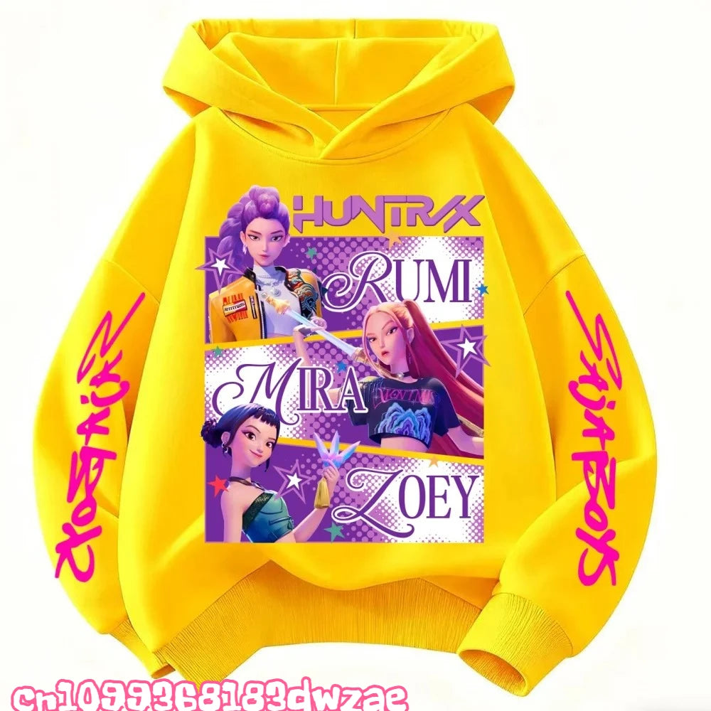 KPop Demon Hunters Huntrix Hoodie Kids Clothes Princess Girls Clothing Fashion Boys Clothes Spring Autumn Sweatshirt Child Tops