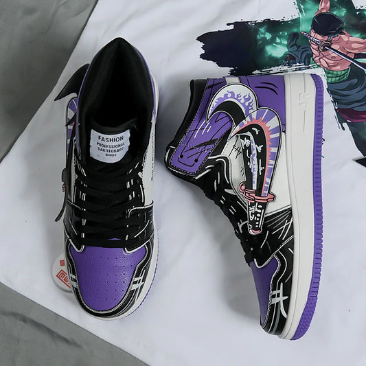 Fashion Purple High Top Casual Sneaker Men Hip-Hop Designer Anime Shoes Sneakers for Men Streetwear Platform Skateboarding Shoes - NJN NATURES