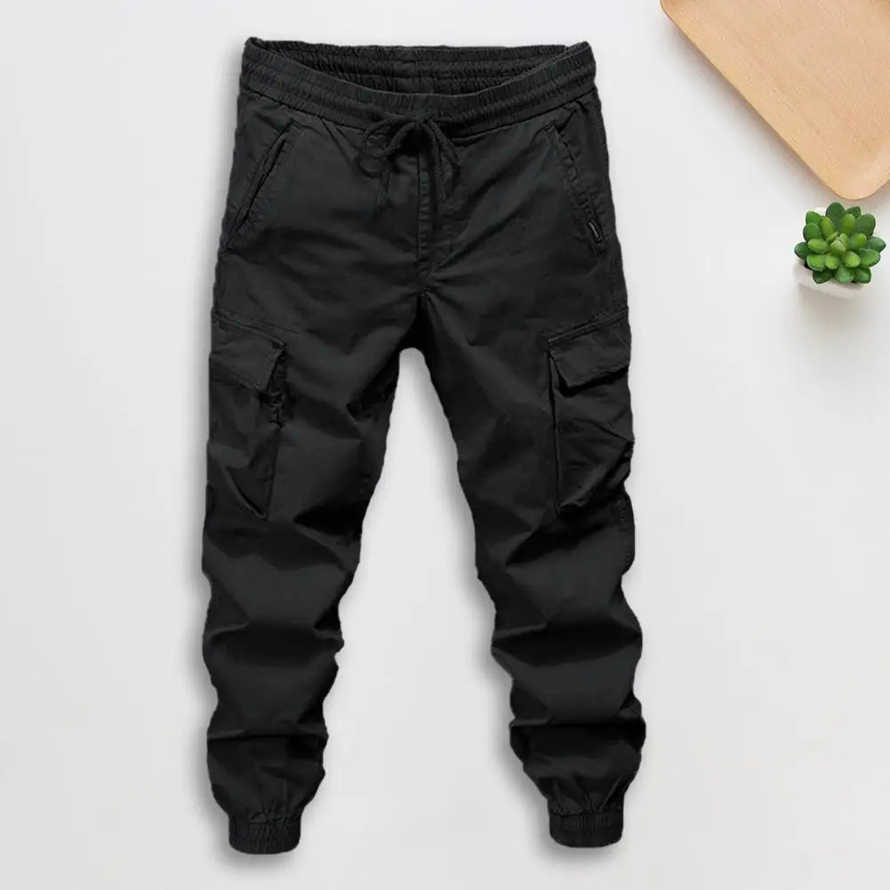 Drawstring Multi Pocket Cargo Pants Men Streetwear Hip Hop Pants Elastic Waist Harem Ankle length Trousers Harajuku Casual Pants - NJN NATURES