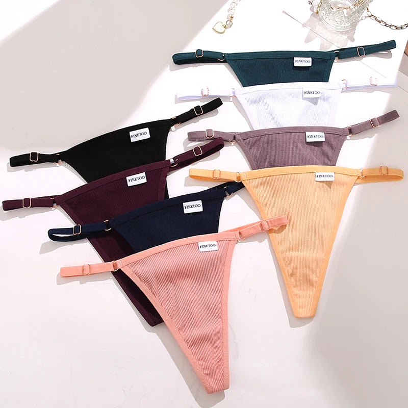 FINETOO Cotton G String Adjustable Women's Panties Sexy Panties Low Waist Seamless Thongs Woman Lingerie Tangas Mujer S-XL - NJN NATURES