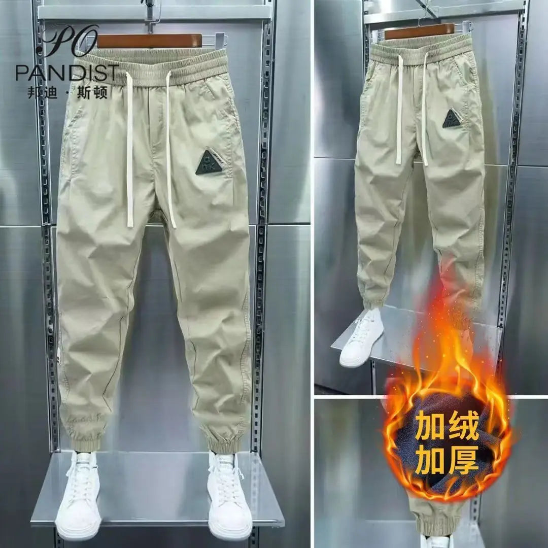 Autumn Winter Men's Casual Pants Elastic Waist Tracksuit Trendy Fleece Velvet Jogging Workout Tracksuit Men Bottom Trousers Male - NJN NATURES