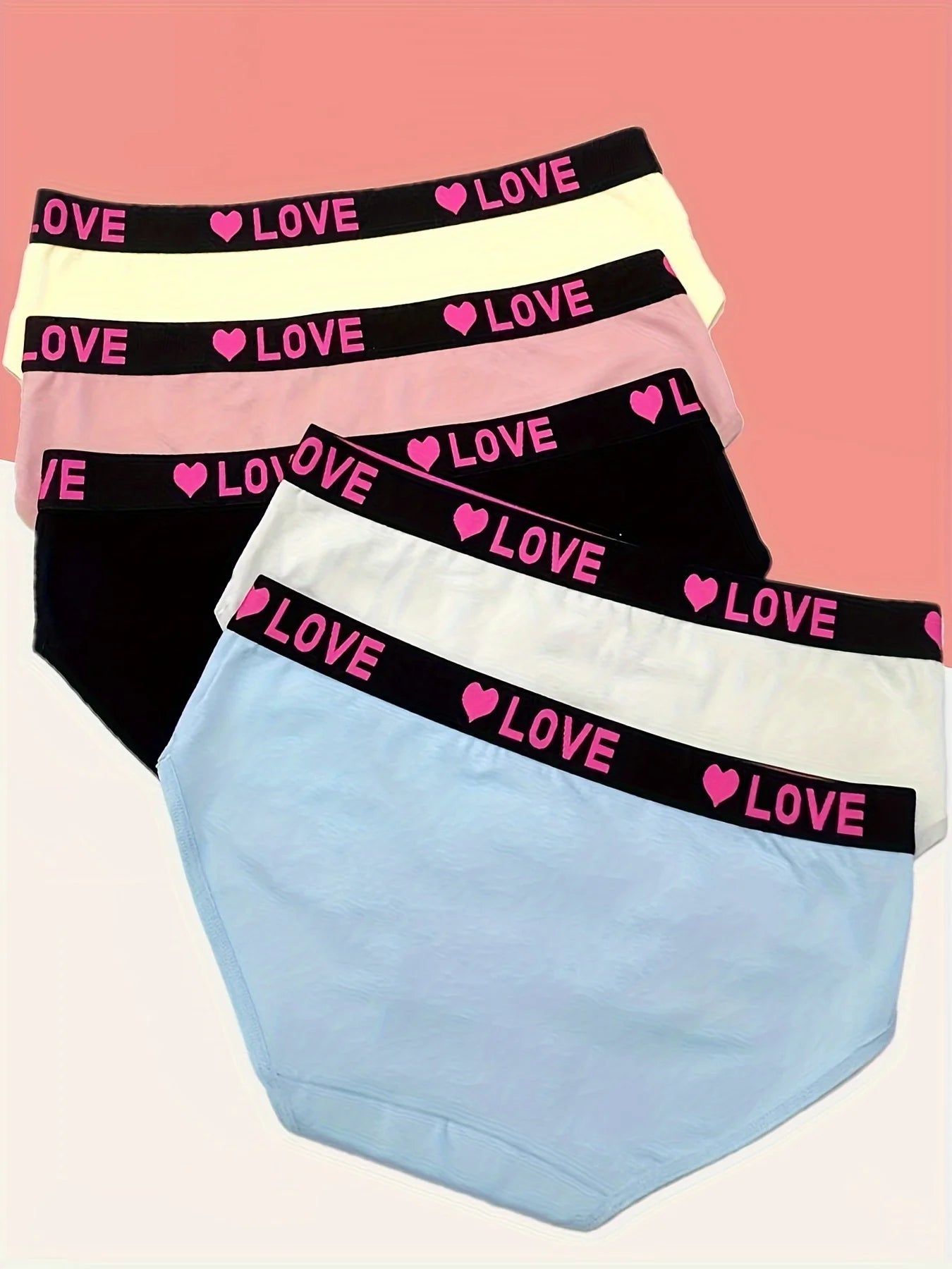 Set of 5 Love Mood Book Tape Panties, Breathable and Comfortable Cotton Plus Size Mid Rise Panties, Women's Lingerie & Lingeriel - NJN NATURES