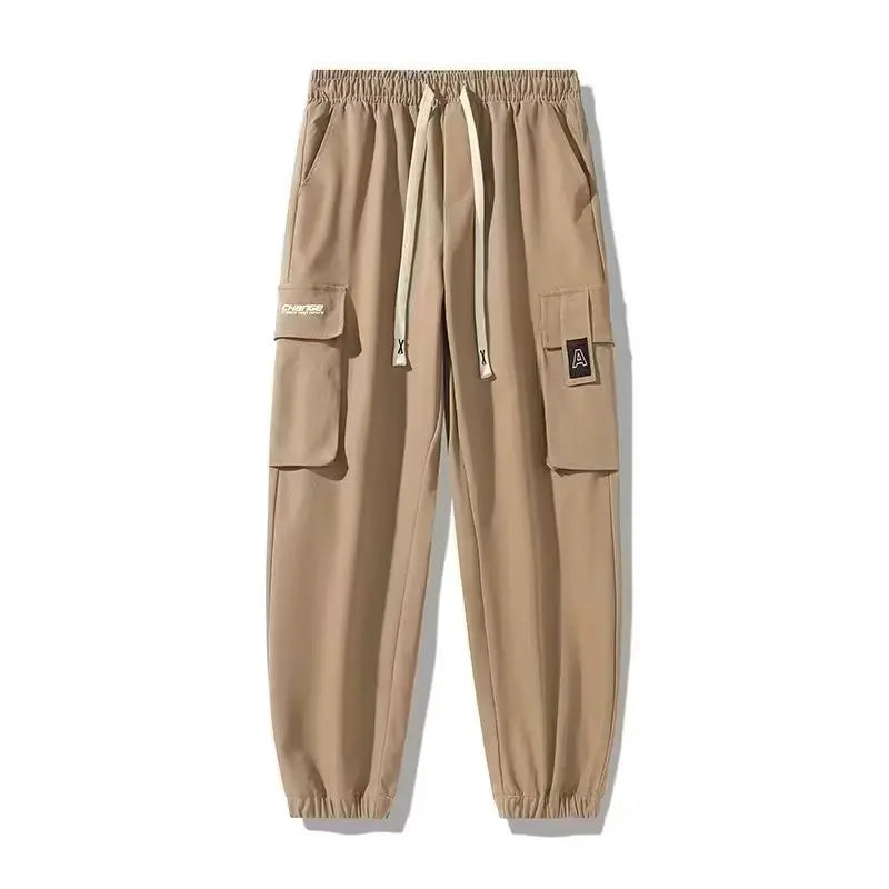Men's Cargo Pants Casual Hip Hop Hit Color Multiple Pockets Trousers Streetwear Ribbons Techwear Sweatpants - NJN NATURES