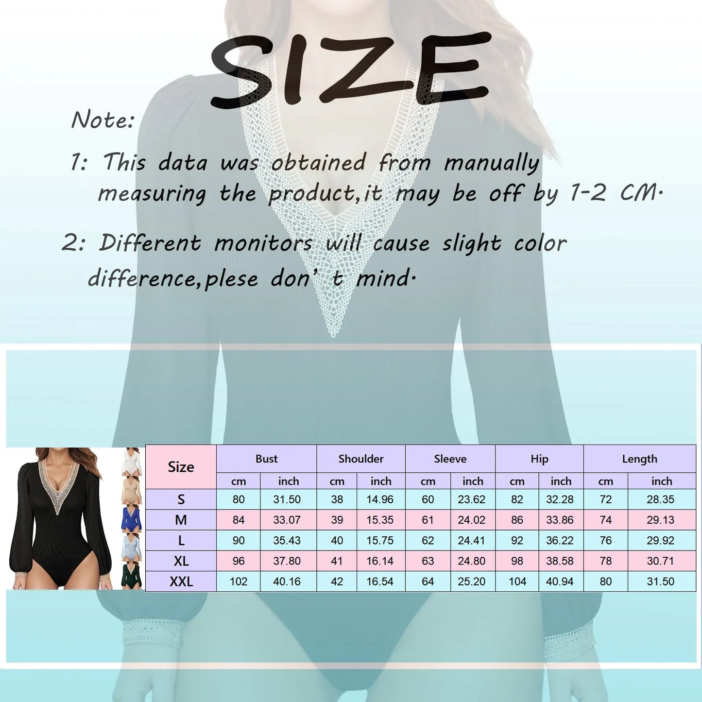 Lace V Neck Bodysuit Blouses Puff Long Sleeves Pullover Fashion Solid Tops Elegant Female Ribbed Body Suit Spring Jumpsuit 2024 - NJN NATURES