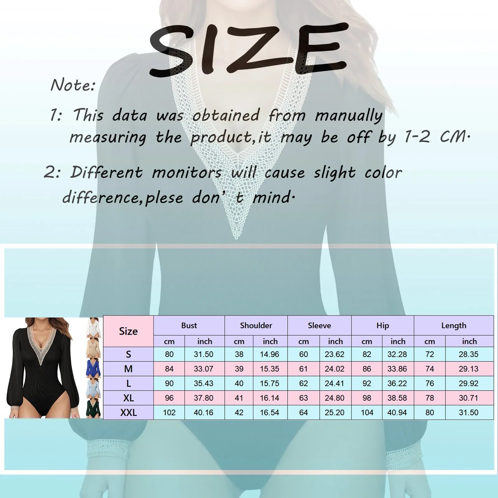Lace V Neck Bodysuit Blouses Puff Long Sleeves Pullover Fashion Solid Tops Elegant Female Ribbed Body Suit Spring Jumpsuit 2024 - NJN NATURES