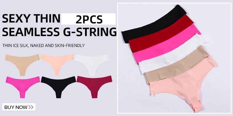 Hot Silk Sexy Women Thongs G String Seamless Panties Low-Rise Ladies T-back Breathable Lingerie Solid Color Female Underwear - NJN NATURES