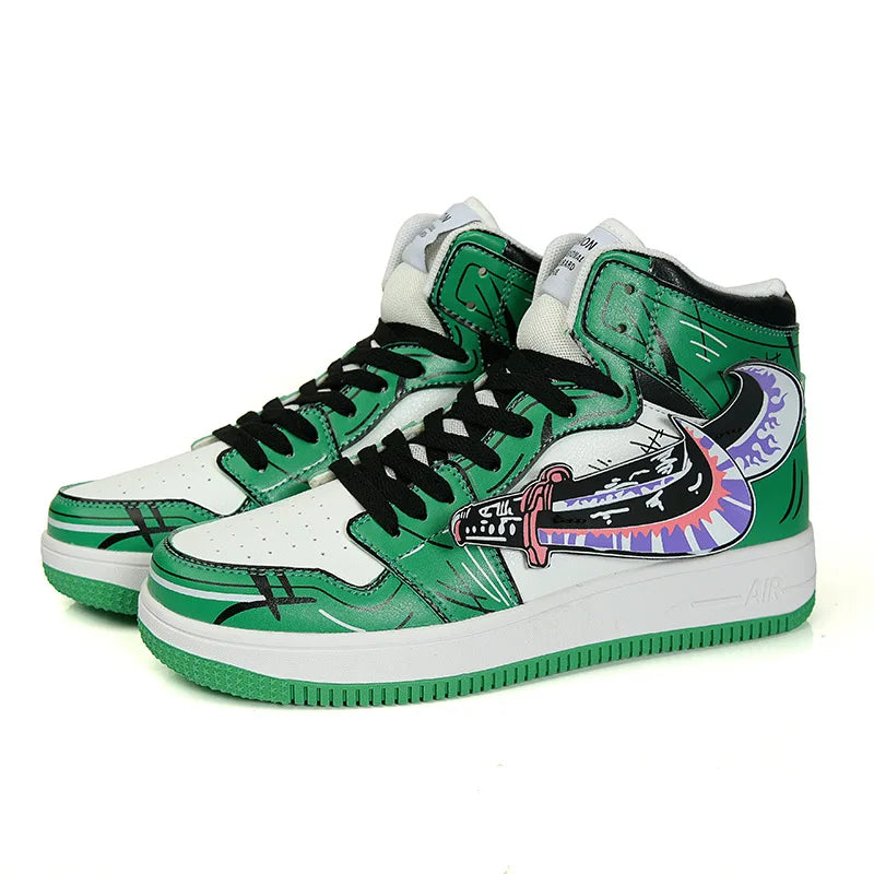 Autumn Fashion Green High-Top Men's Sneakers Anime Shoes Platform Designer Casual Sneaker Men Hip-Hop Skateboard Shoes Trainers - NJN NATURES