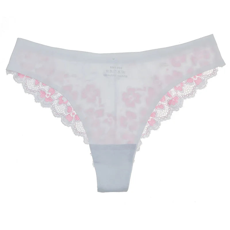 Women Lace Panties Sexy Low-waist Briefs Female Thong Floral Embroidery Underwear T-back Transparent G String Underpant Lingerie - NJN NATURES