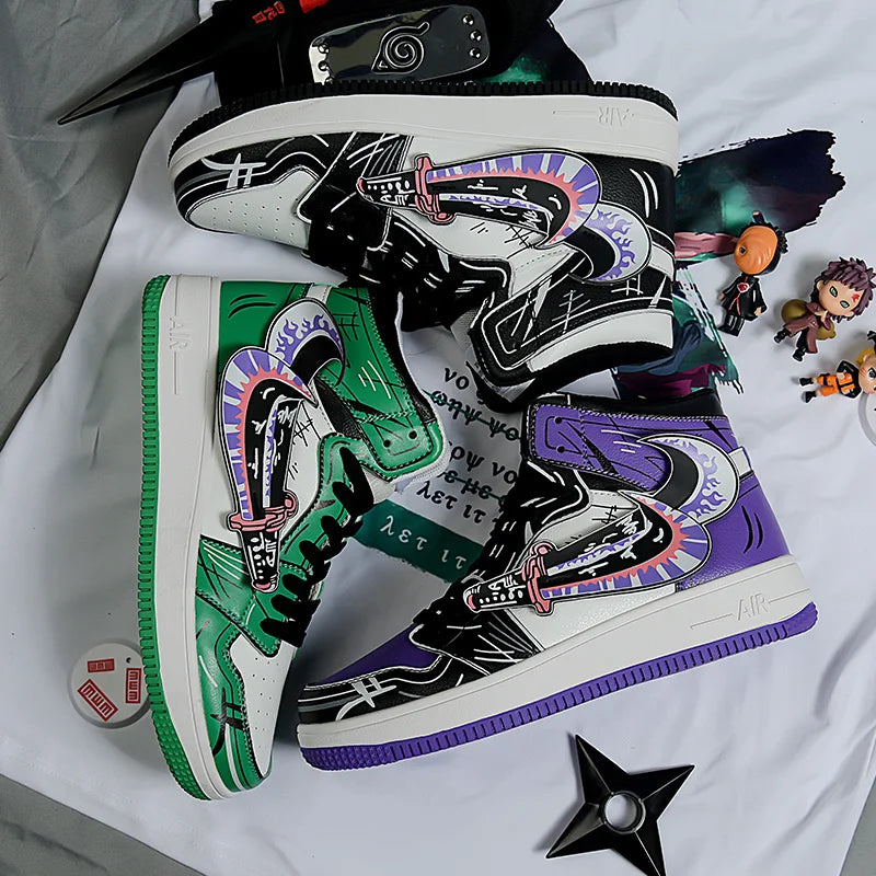 Autumn Fashion Green High-Top Men's Sneakers Anime Shoes Platform Designer Casual Sneaker Men Hip-Hop Skateboard Shoes Trainers - NJN NATURES
