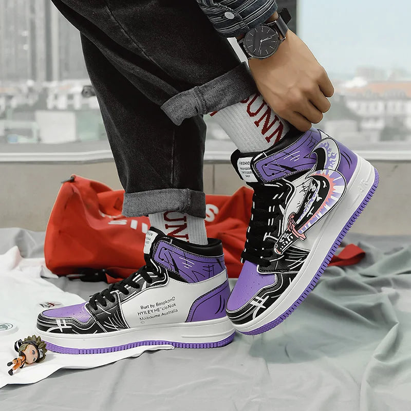 Autumn Fashion Green High-Top Men's Sneakers Anime Shoes Platform Designer Casual Sneaker Men Hip-Hop Skateboard Shoes Trainers - NJN NATURES