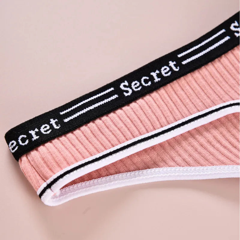 Cotton Elastic Thong Comfortable Sexy Women Underwear Low Waist Summer Cool Tangas Fashionable Letter Personalized Girl Lingerie - NJN NATURES