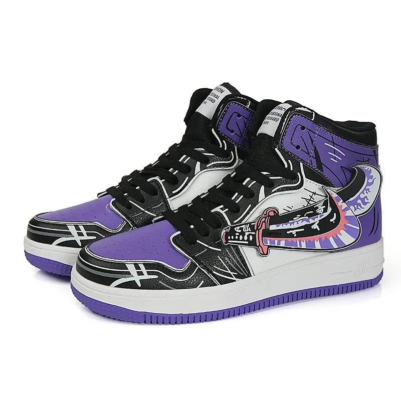 Fashion Purple High Top Casual Sneaker Men Hip-Hop Designer Anime Shoes Sneakers for Men Streetwear Platform Skateboarding Shoes - NJN NATURES