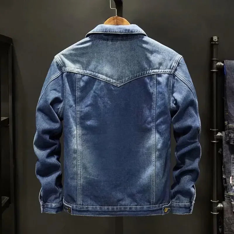 Thickened Fleece-lined Denim Jacket Men's Loose Fit Warm Work Clothes Trendy Korean Style Versatile Casual Wear - NJN NATURES