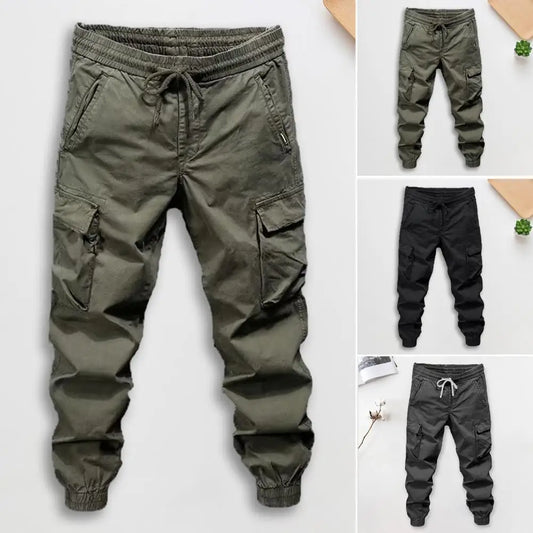 Men Cargo Pants Men Work Casual Pants Men's Spring/autumn Cargo Pants with Elastic Waist Drawstring Featuring for Outdoor - NJN NATURES