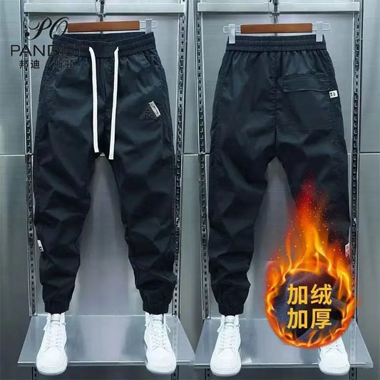 Autumn Winter Men's Casual Pants Elastic Waist Tracksuit Trendy Fleece Velvet Jogging Workout Tracksuit Men Bottom Trousers Male - NJN NATURES