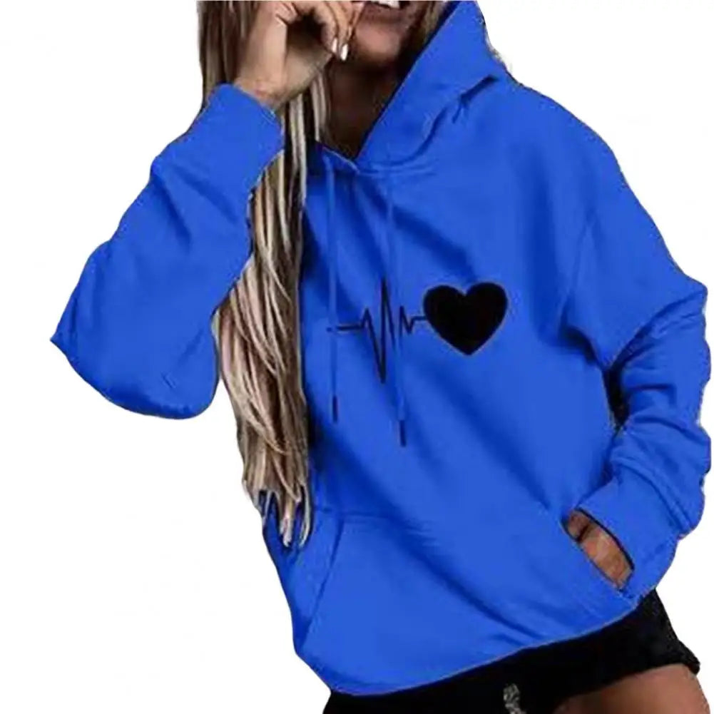 Dropshipping!! New Arrival Women Hoodie Drawstring Warm Pullover Heart Print Spring Hoodie - NJN NATURES