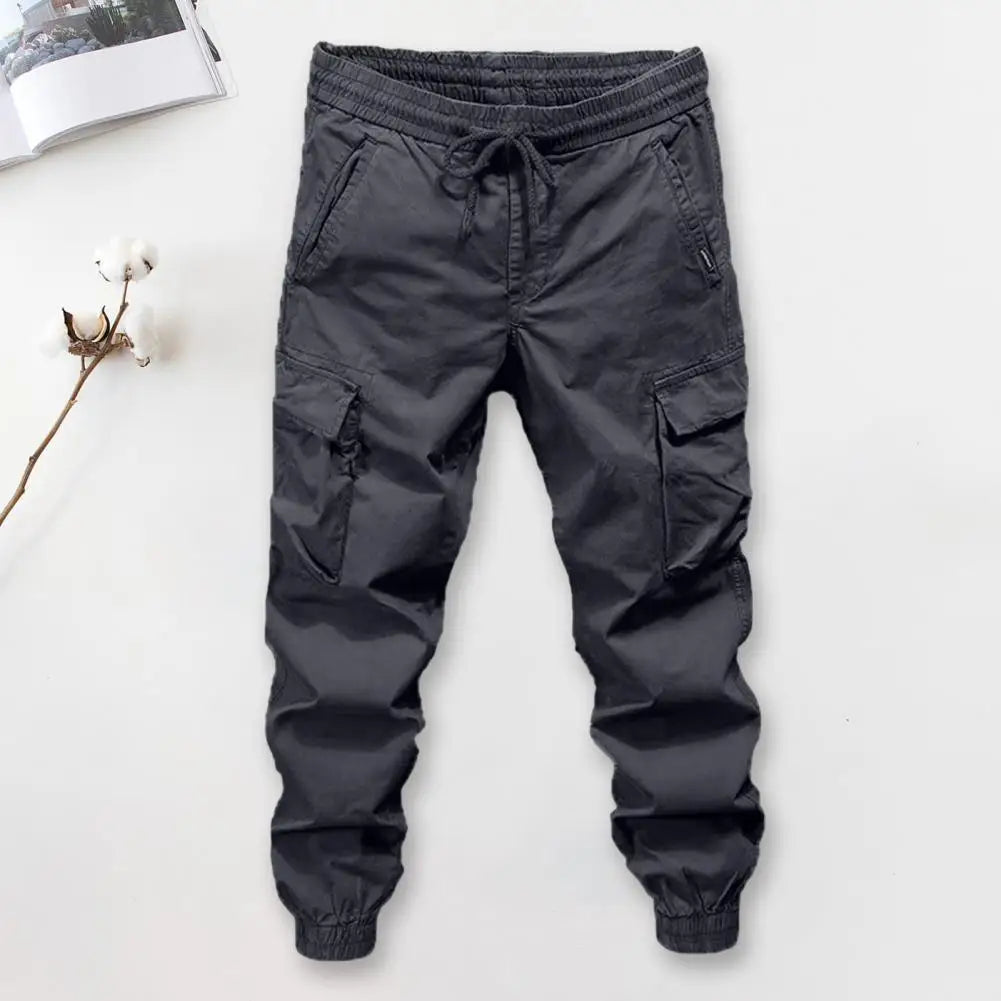 Drawstring Multi Pocket Cargo Pants Men Streetwear Hip Hop Pants Elastic Waist Harem Ankle length Trousers Harajuku Casual Pants - NJN NATURES