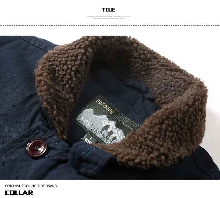 WorkHigh Quality Casual Cotton Loose Jacket Men's Lamb Wool Hunting Coat Men's New Winter Warm Work Jacket With Thick Fur Collar - NJN NATURES