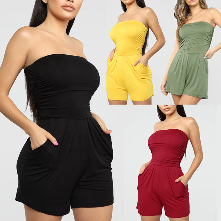 Sexy Wrapped Chest And Comfortable Home Jumpsuit - NJN NATURES