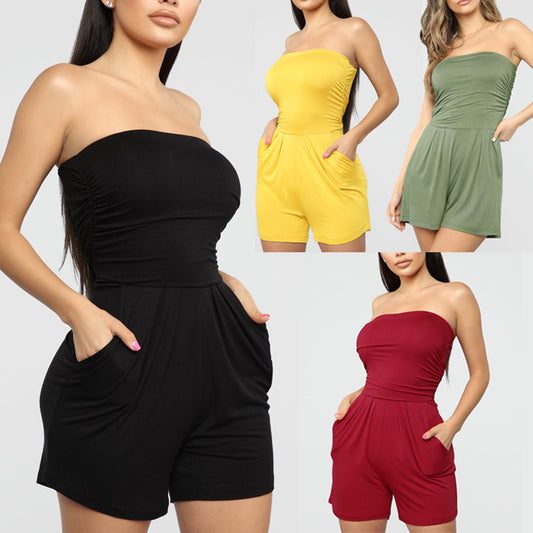 Sexy Wrapped Chest And Comfortable Home Jumpsuit - NJN NATURES