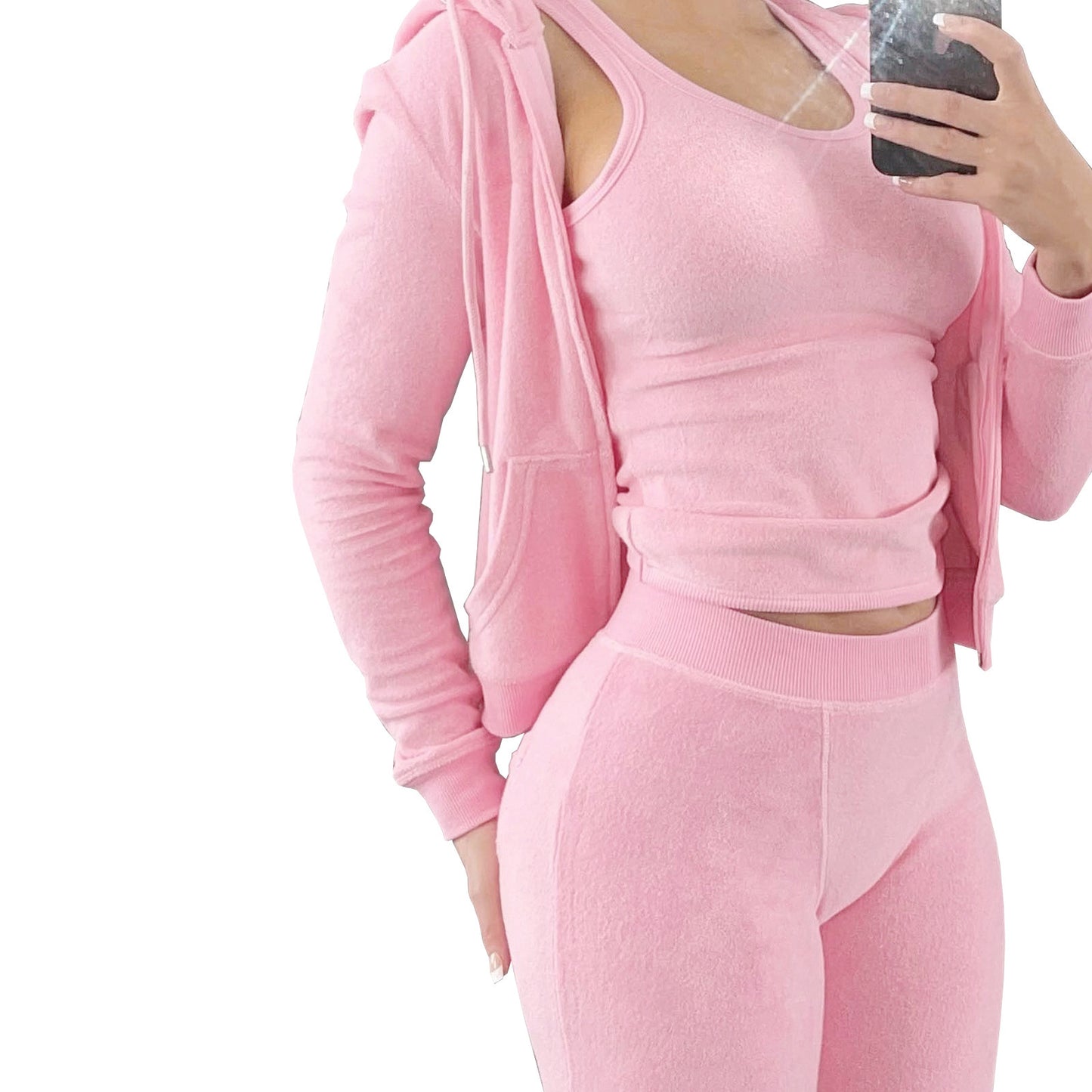 Women's Clothing Double-sided Velvet Hooded Vest Three-piece Set - NJN NATURES