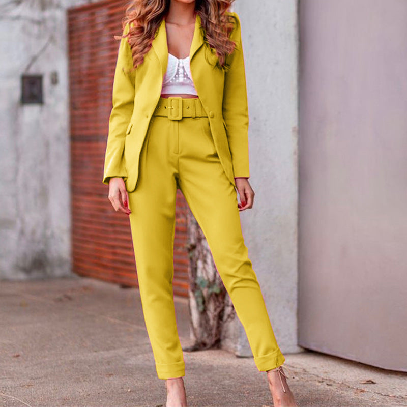 Autumn And Winter Women's Long-sleeved Small Suit Trousers Two-piece Suit - NJN NATURES