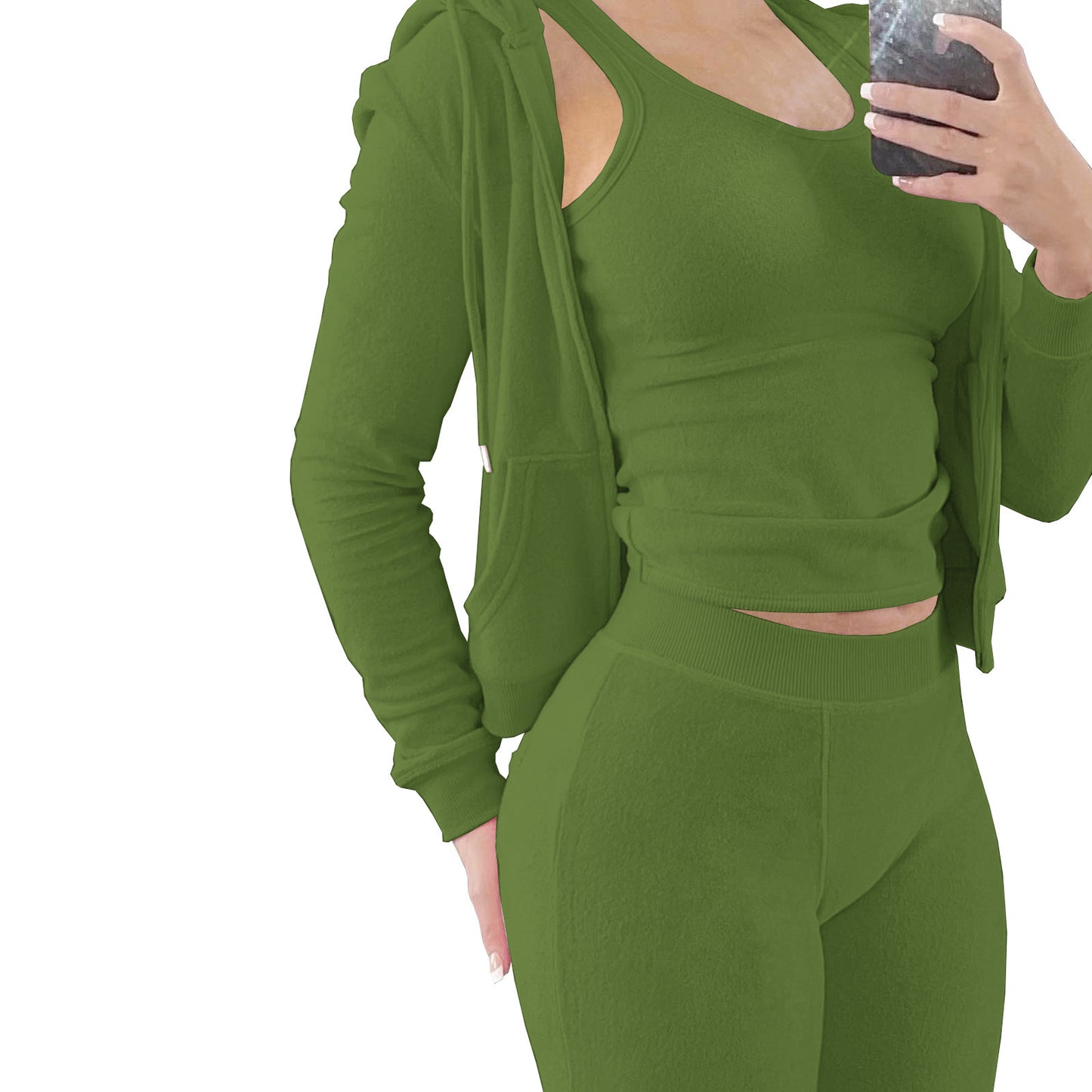 Women's Clothing Double-sided Velvet Hooded Vest Three-piece Set - NJN NATURES