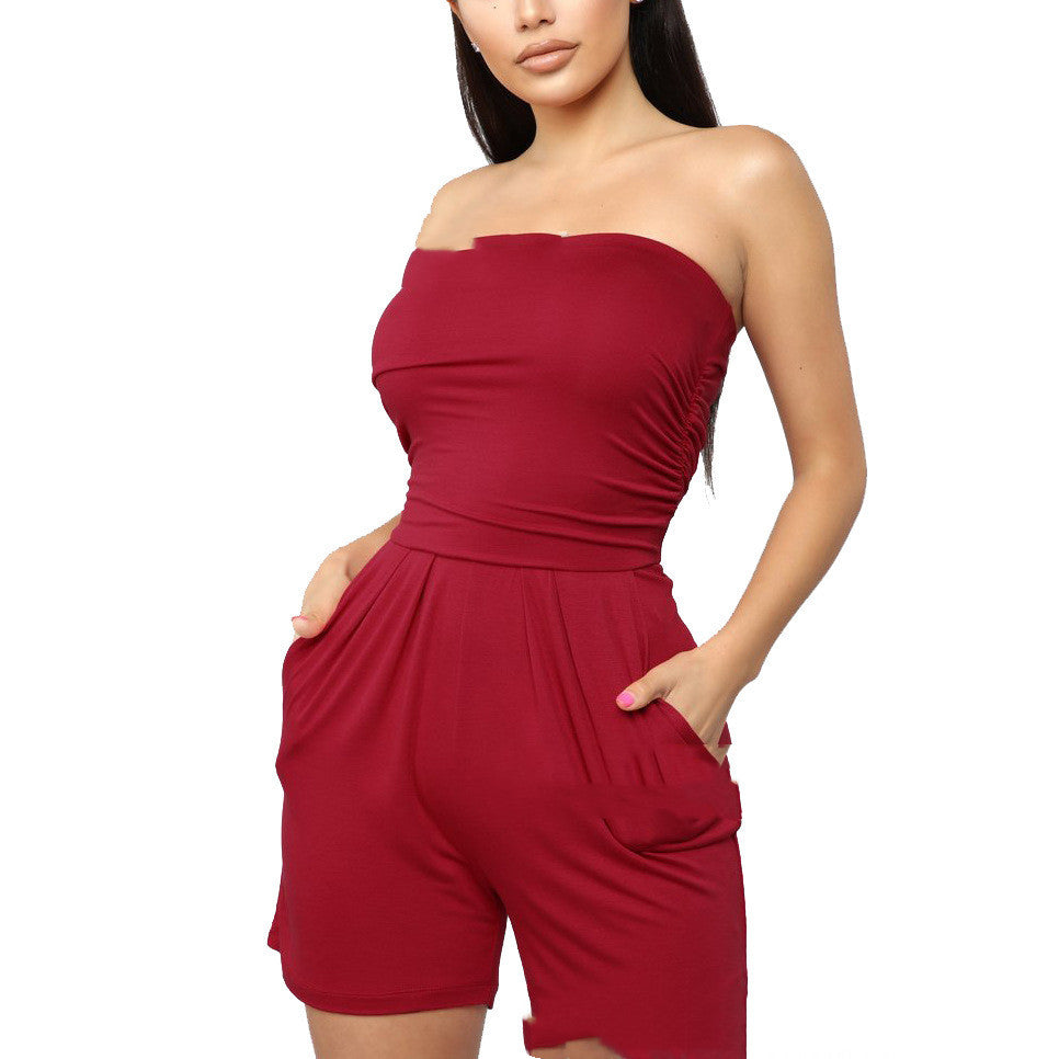 Sexy Wrapped Chest And Comfortable Home Jumpsuit - NJN NATURES