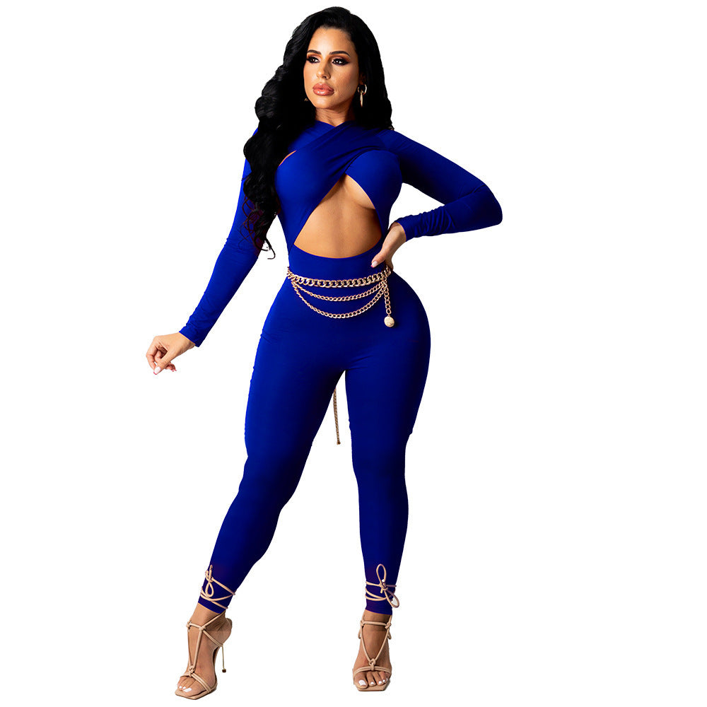 Cross Strap Solid Color Jumpsuit - NJN NATURES