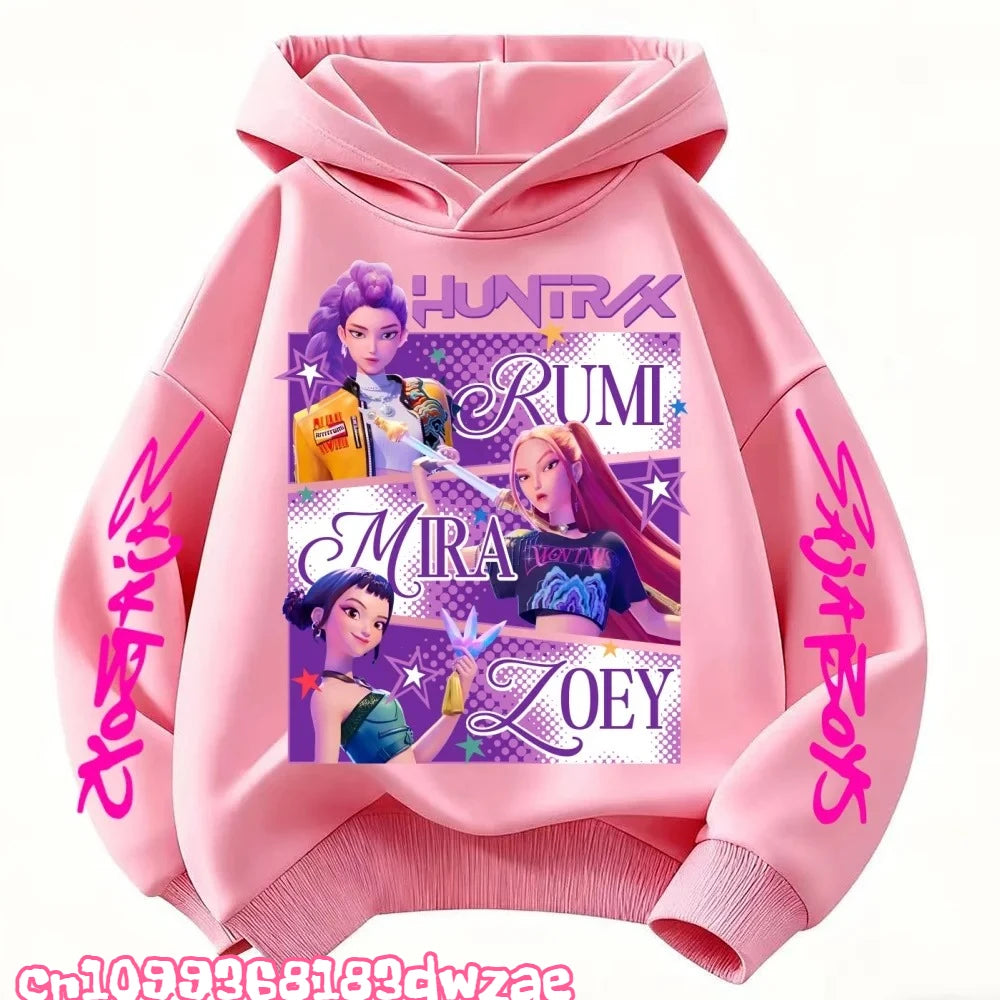KPop Demon Hunters Huntrix Hoodie Kids Clothes Princess Girls Clothing Fashion Boys Clothes Spring Autumn Sweatshirt Child Tops