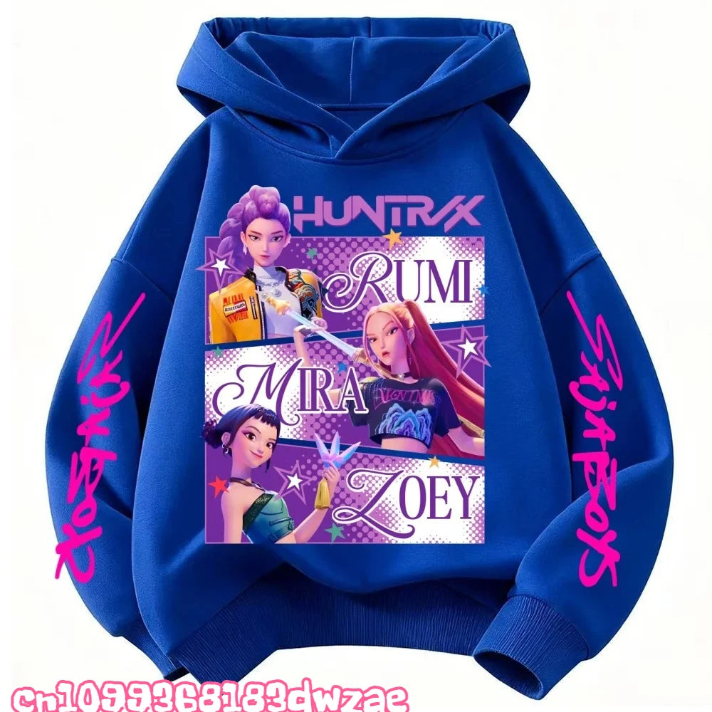 KPop Demon Hunters Huntrix Hoodie Kids Clothes Princess Girls Clothing Fashion Boys Clothes Spring Autumn Sweatshirt Child Tops