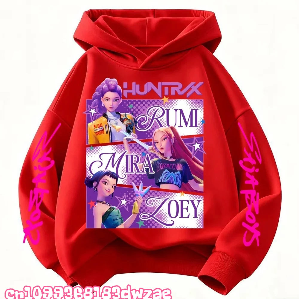 KPop Demon Hunters Huntrix Hoodie Kids Clothes Princess Girls Clothing Fashion Boys Clothes Spring Autumn Sweatshirt Child Tops
