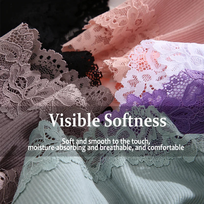 15Pcs Women Cotton Panties Sexy Lace Intimate Brazilian Underwear Solid Color Female Trendy Lace Briefs Female Soft Underpants - NJN NATURES