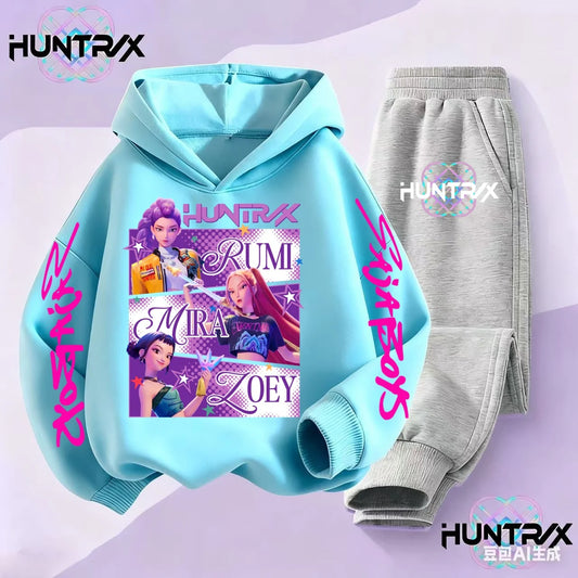 Children Hoodies Sets Kpop Demon Hunters Saja Boys Pullover Girls Boys Sweatshirts Anime Trucksuit Autumn Casual Kids Clothes