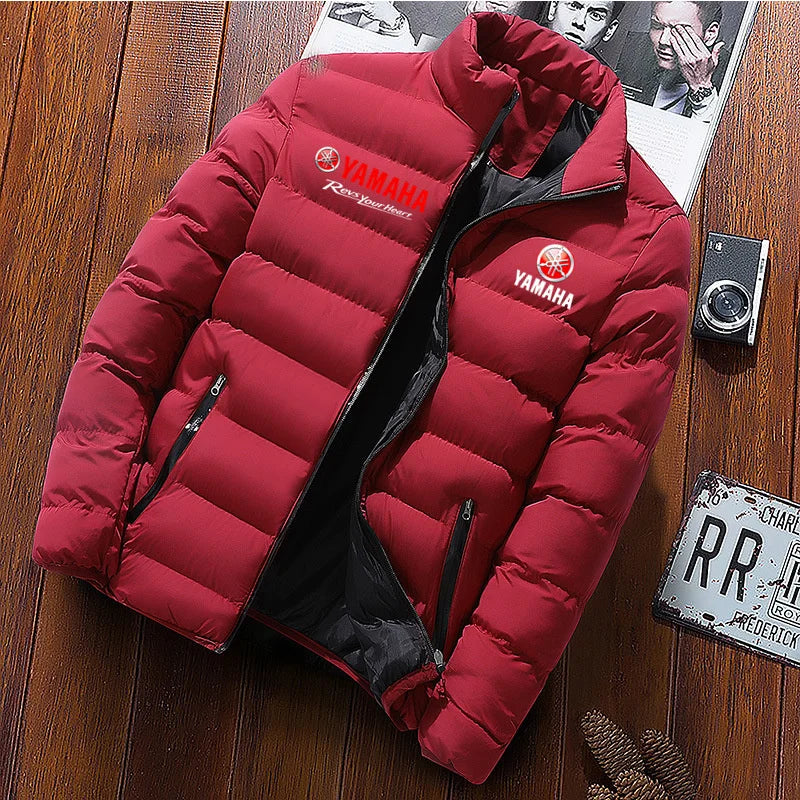 Yamaha Winter Thick Cotton Jacket Men's Stand up Collar Zipper Cotton Jacket Cotton Coat Casual Coat for Warmth