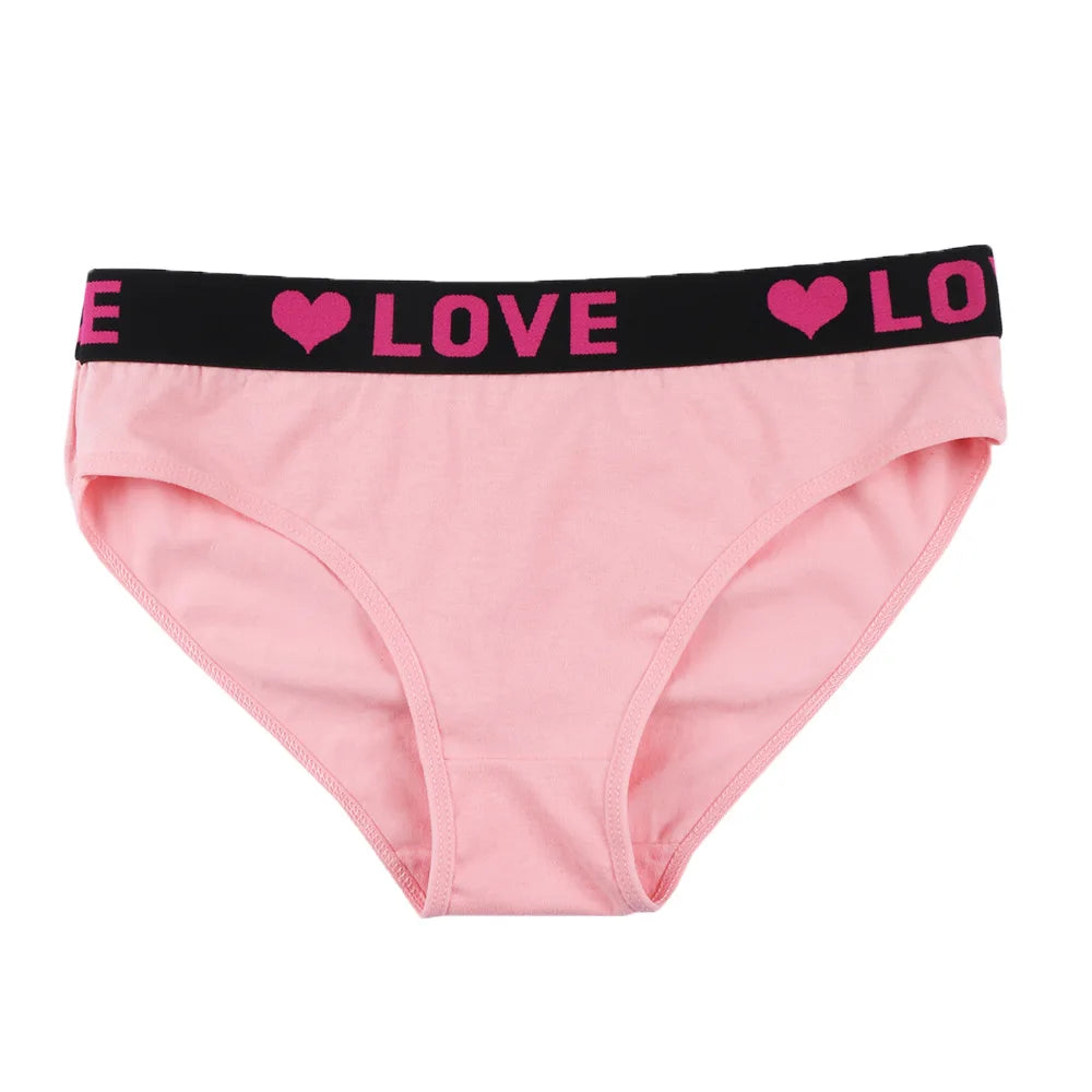 3PCS Girl's  Low Waist Briefs Women's Love Letter Printing Underwear - NJN NATURES