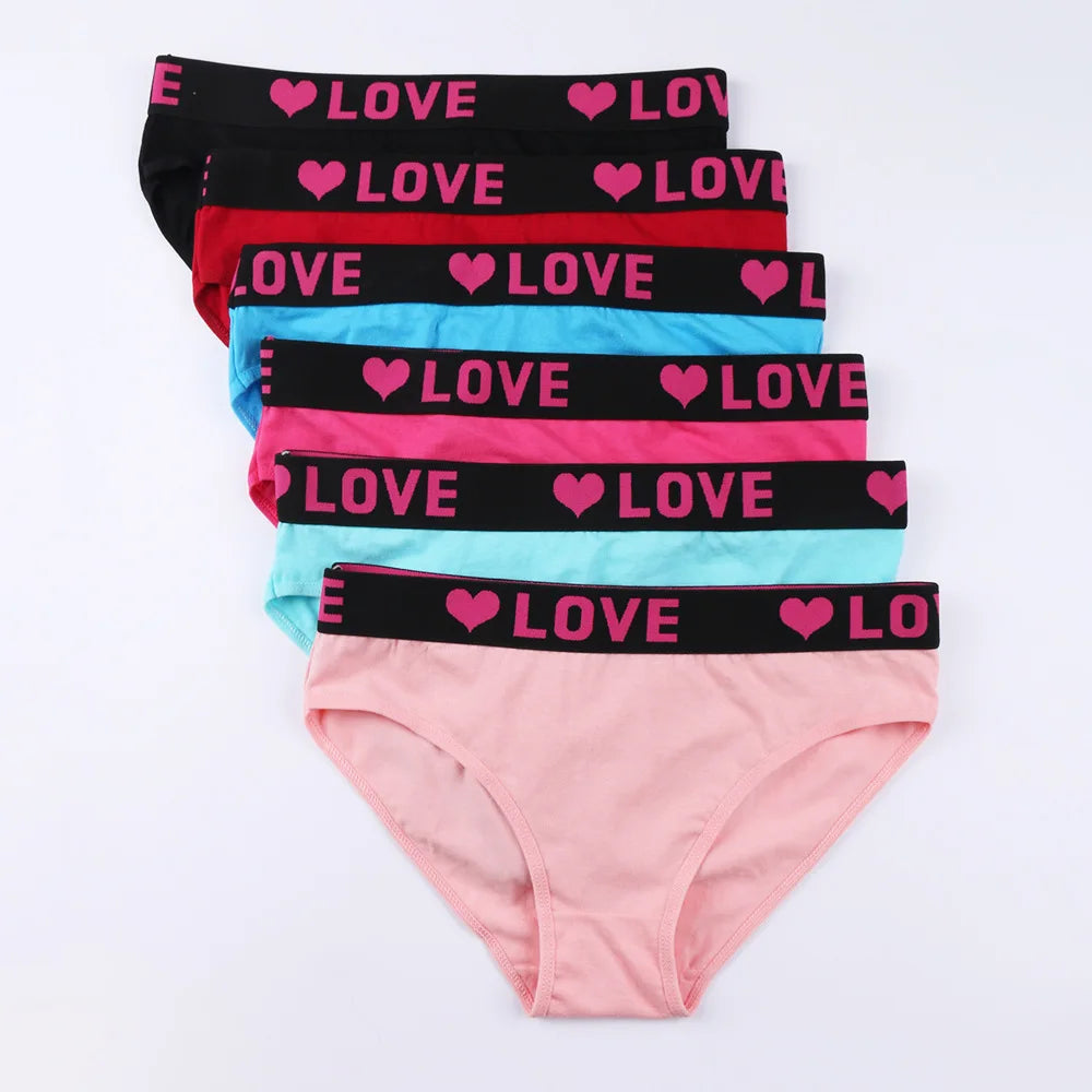 3PCS Girl's  Low Waist Briefs Women's Love Letter Printing Underwear - NJN NATURES