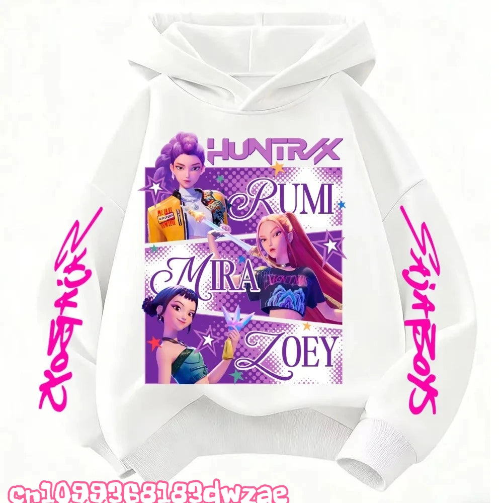 KPop Demon Hunters Huntrix Hoodie Kids Clothes Princess Girls Clothing Fashion Boys Clothes Spring Autumn Sweatshirt Child Tops