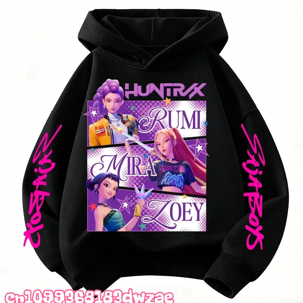 KPop Demon Hunters Huntrix Hoodie Kids Clothes Princess Girls Clothing Fashion Boys Clothes Spring Autumn Sweatshirt Child Tops