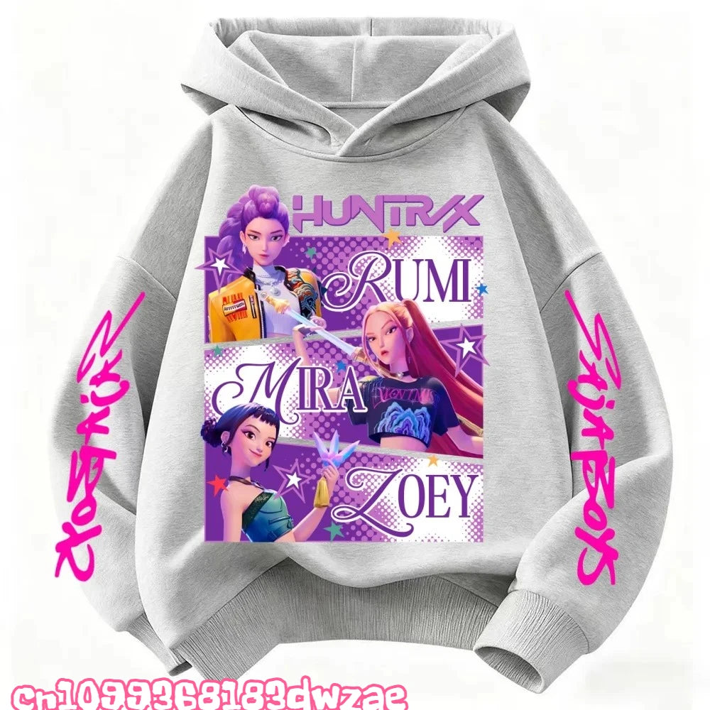 KPop Demon Hunters Huntrix Hoodie Kids Clothes Princess Girls Clothing Fashion Boys Clothes Spring Autumn Sweatshirt Child Tops